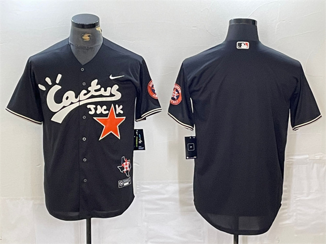 Men's Houston Astros Blank Black Cactus Jack Vapor Premier Limited Stitched Baseball Jersey